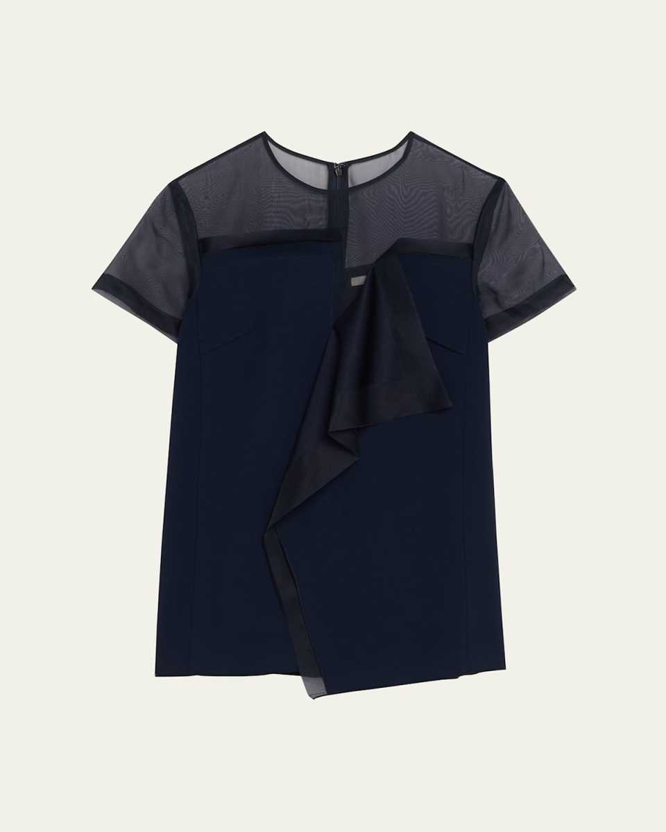 Asymmetrical Drape Crepe Back Satin Top